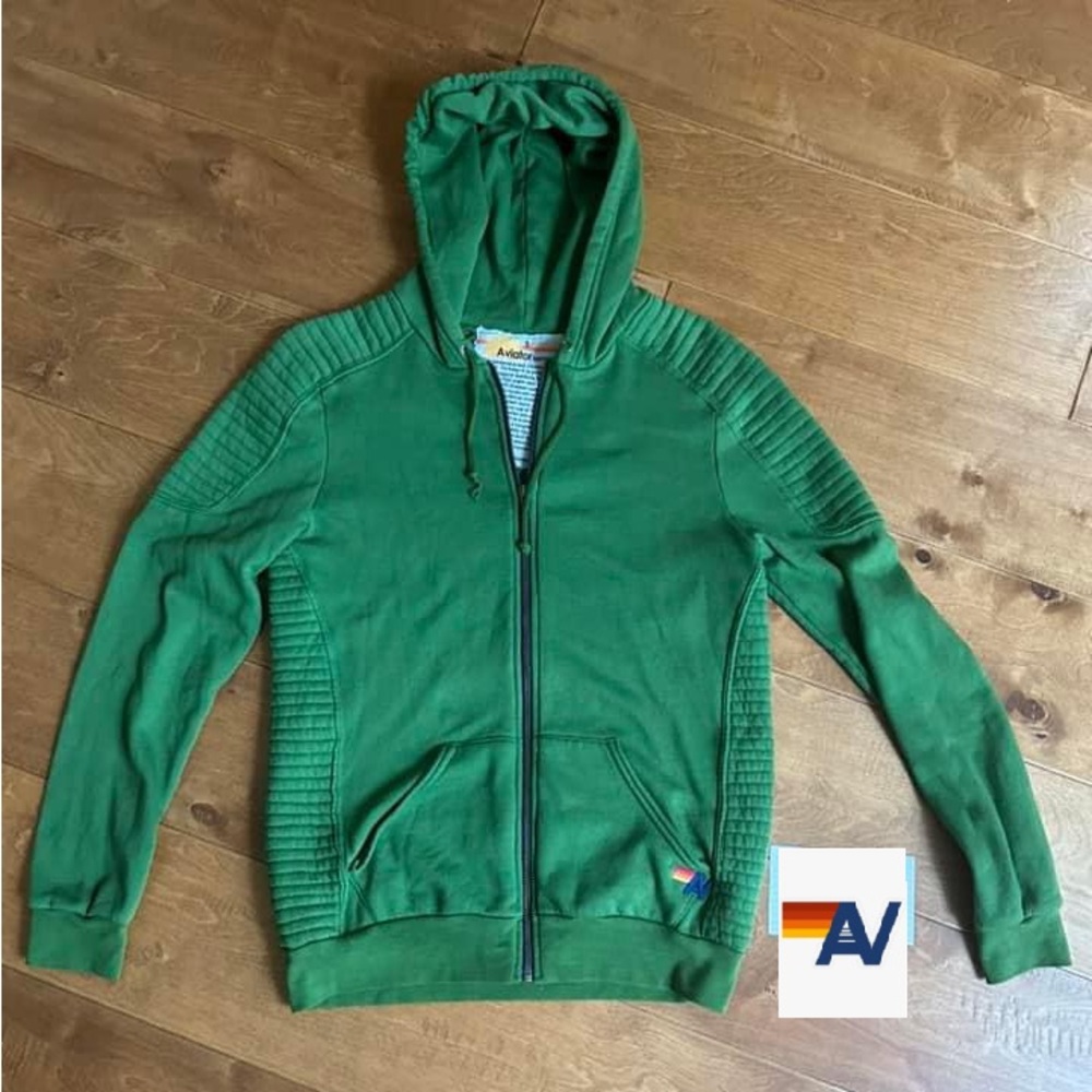 Aviator Nation Forest Green Zip-Up Hoodie